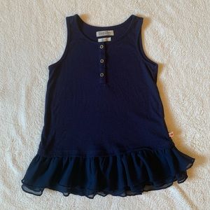 Lucky Brand Ruffle Tank Top Navy Ribbed